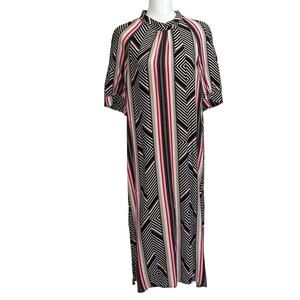 By Anthropologie striped midi dress, medium, bold, geometric, optical illusion